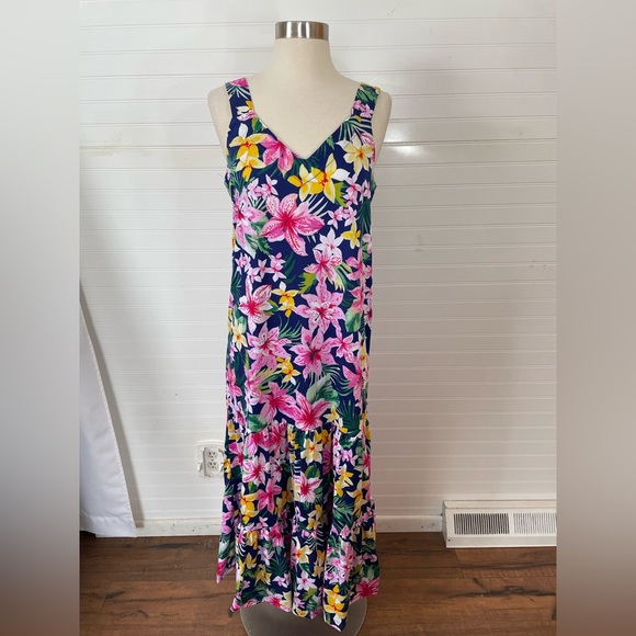 Cuddl Duds® Cozy Tiered Maxi Dress / Nightgown Size Small NWOT Tropical Floral - Picture 2 of 6